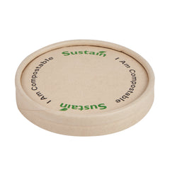 Sustain Round Bamboo Paper To Go Cup Lid - with PLA Lining, Fits 3 and 4 oz - 50 count box