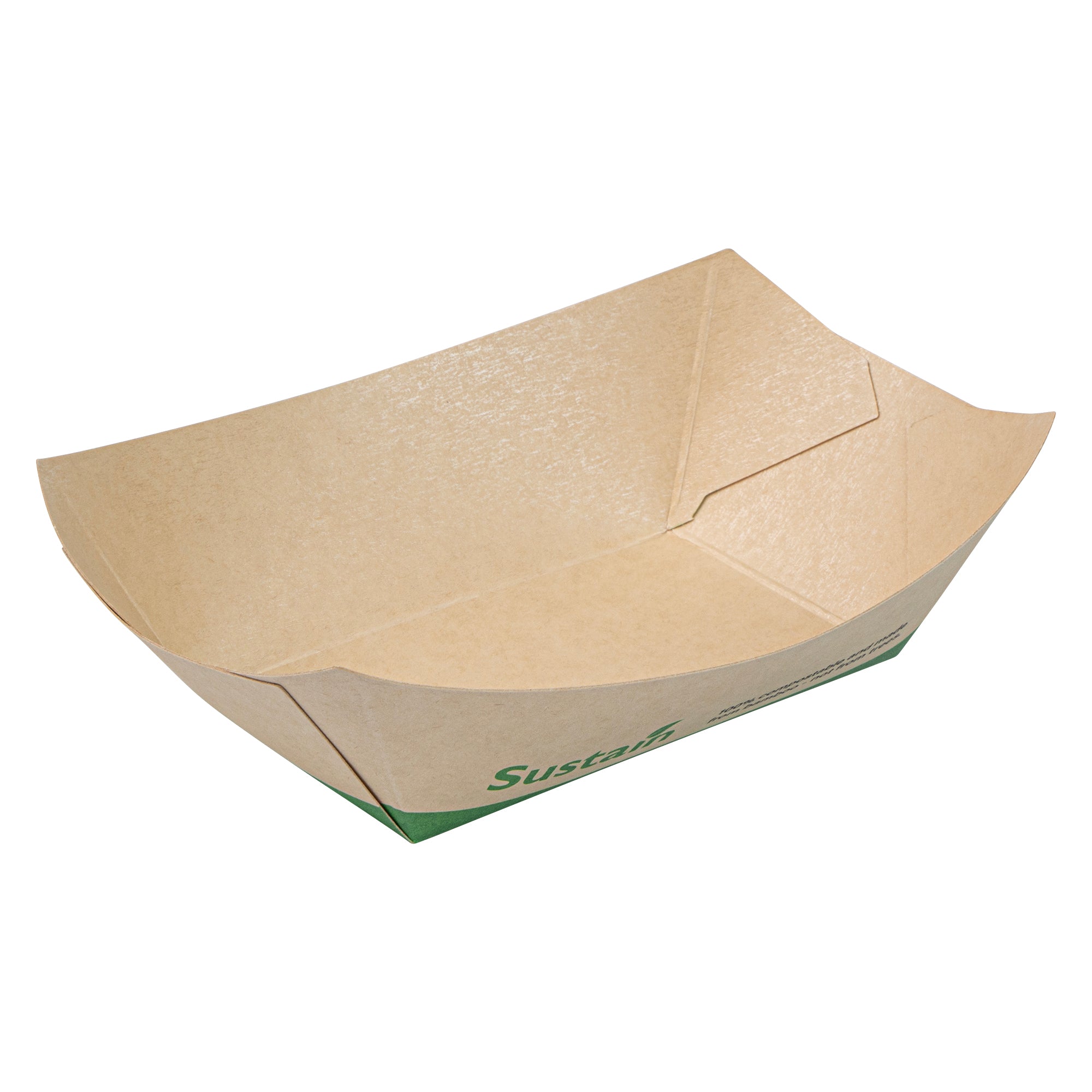 Sustain 6 oz Bamboo Paper #40 Boat - with PLA Lining, Compostable - 3 1/4" x 2" x 1 1/2" - 400 count box