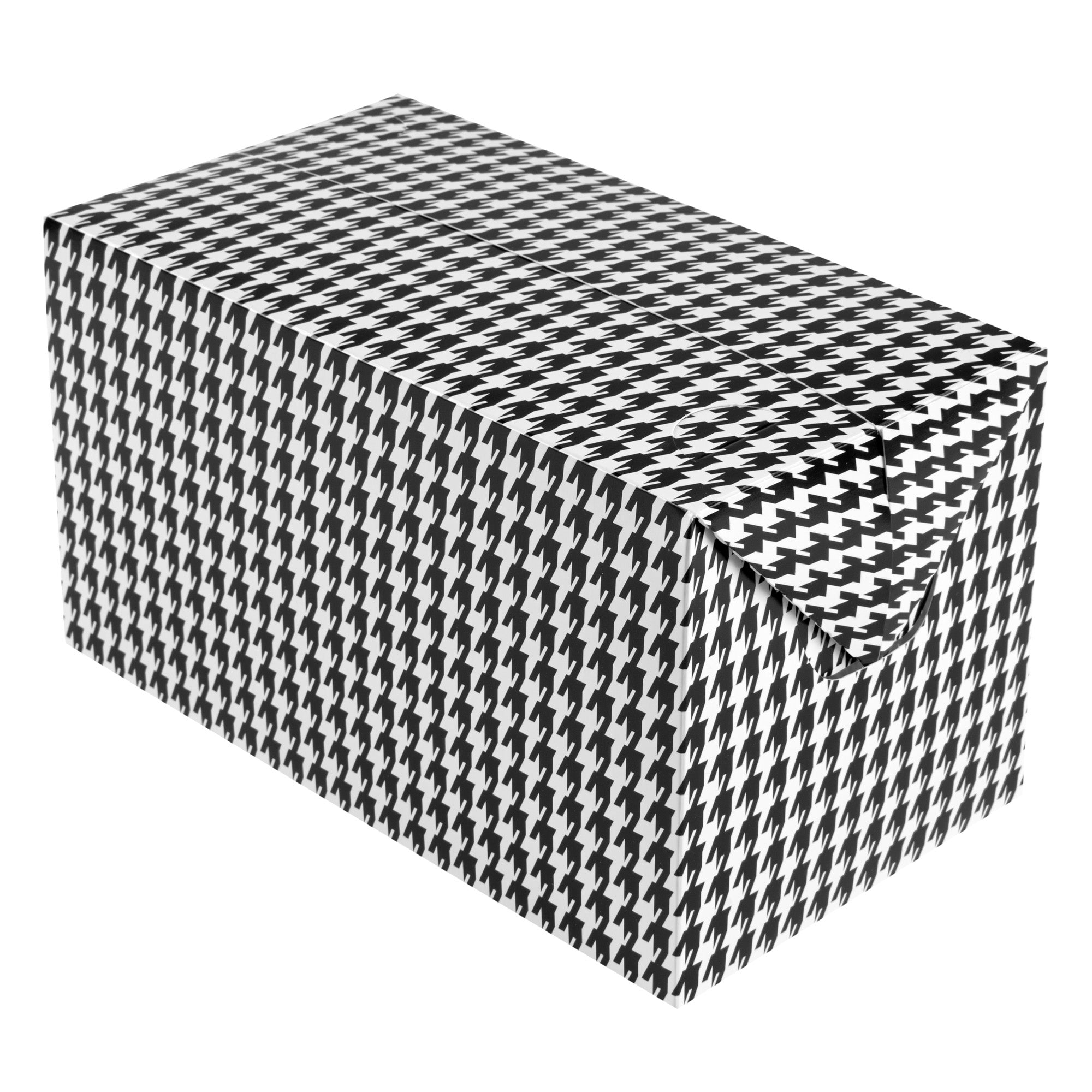 Bio Tek 80 oz Black Houndstooth Paper Lunch / Chicken Box - with Fast Top - 9" x 5" x 5" - 400 count box