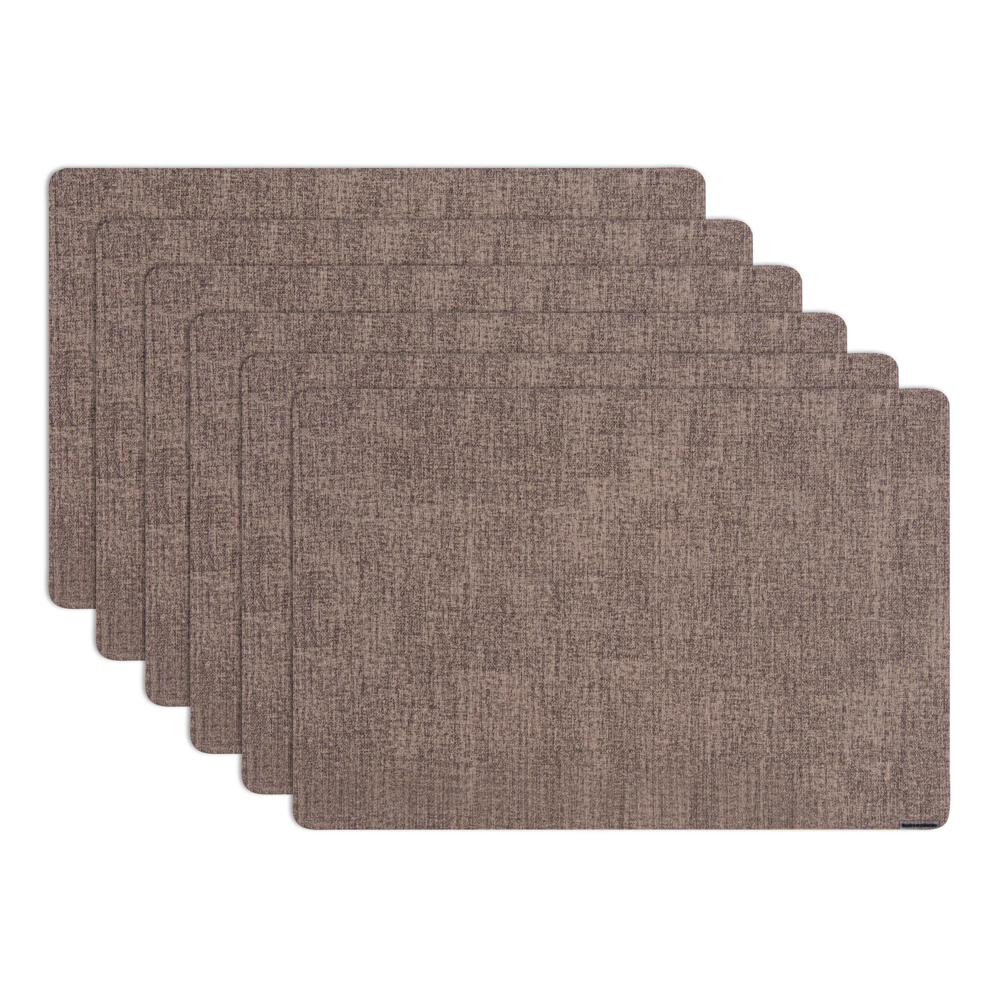 Denim Mesh Rectangle Brown Vinyl Linen-Feel Placemat - 17 3/4" x 11 3/4" - 6 count box