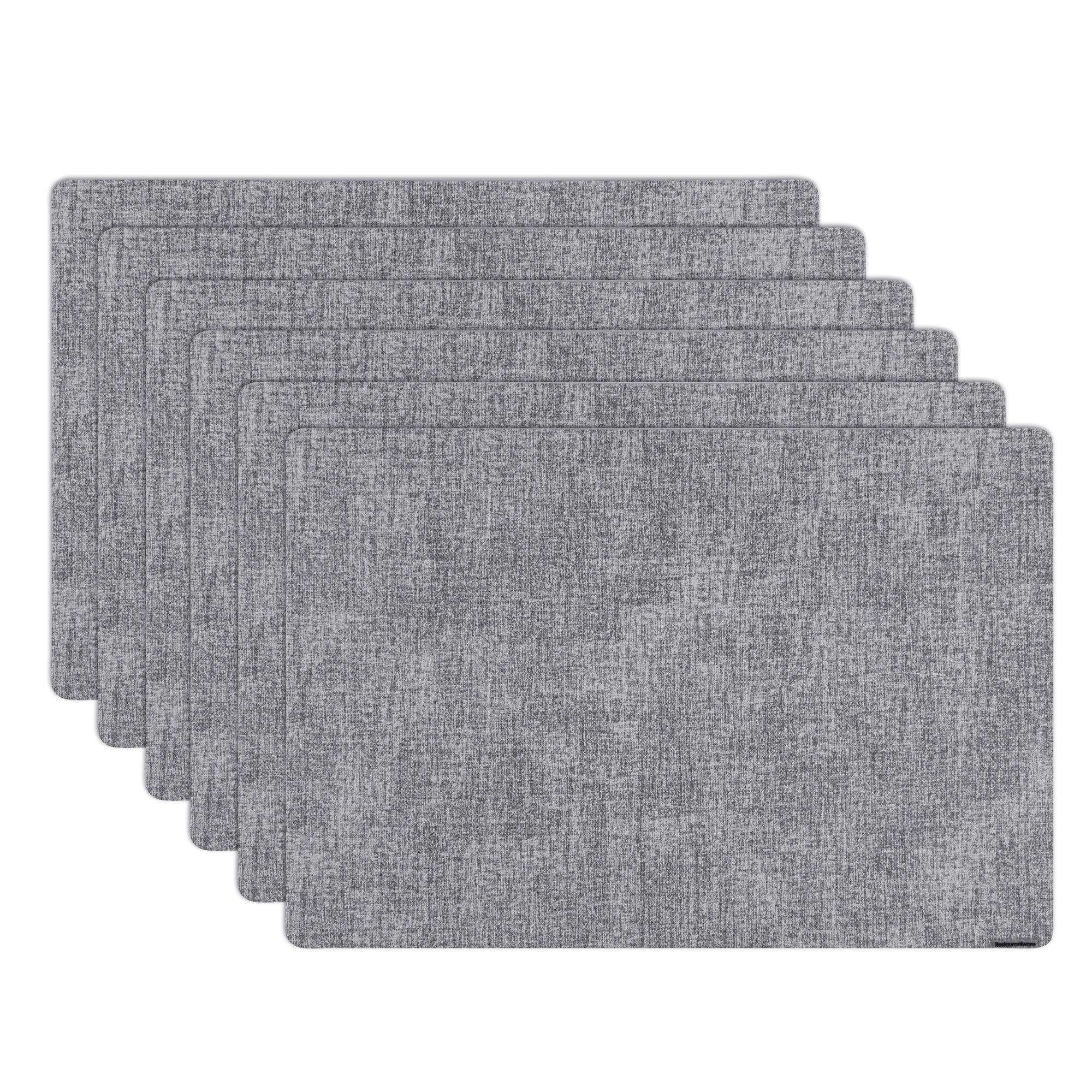 Denim Mesh Rectangle Light Gray Vinyl Linen-Feel Placemat - 17 3/4" x 11 3/4" - 6 count box