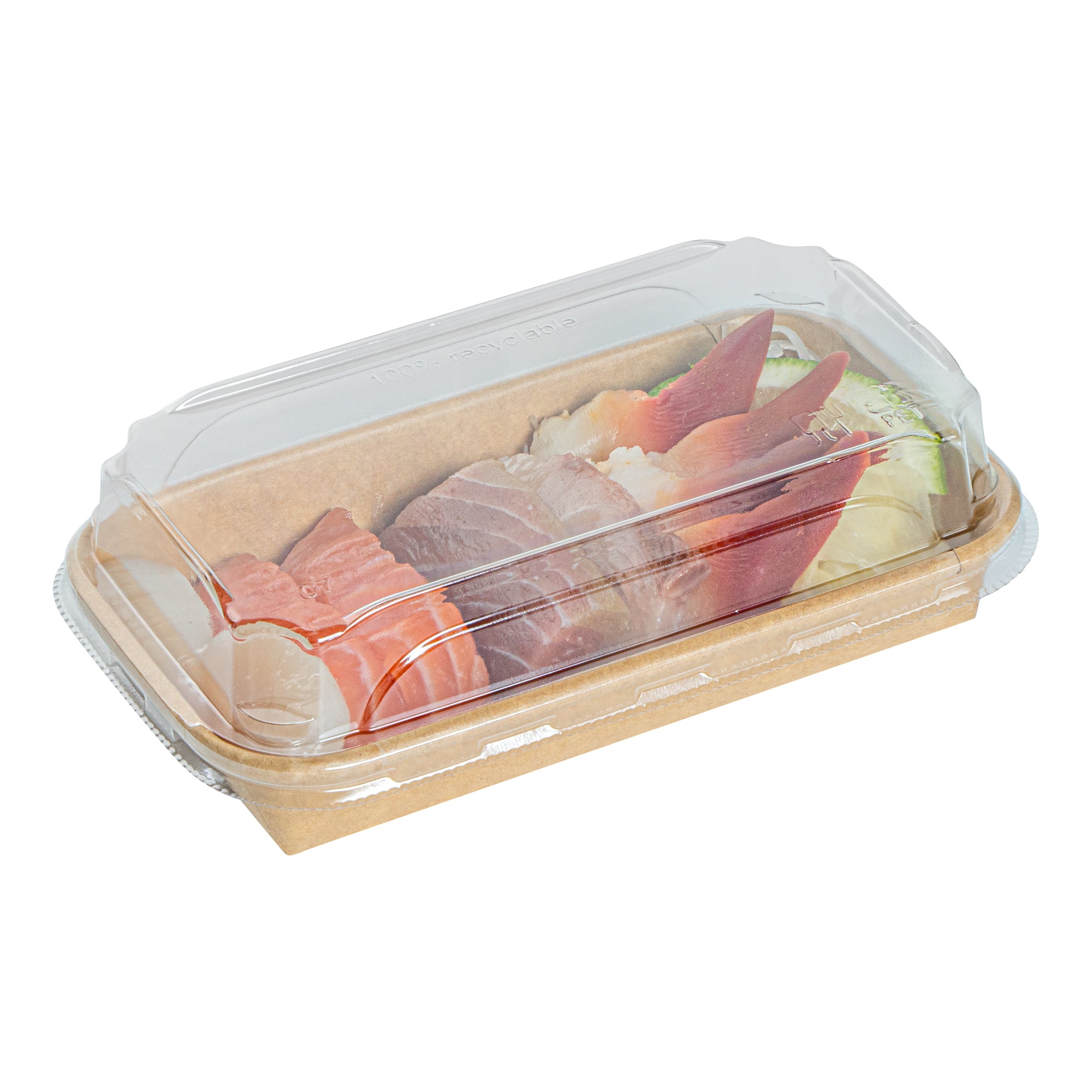 Matsuri Vision Clear PET Plastic Lid - Fits 6 oz Sushi Container, Anti-Fog - 100 count box