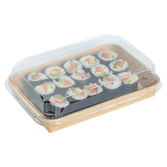 Matsuri Vision Clear PET Plastic Lid - Fits 11 oz Sushi Container, Anti-Fog - 100 count box