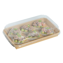 Matsuri Vision Clear PET Plastic Lid - Fits 15 oz Sushi Container, Anti-Fog - 100 count box