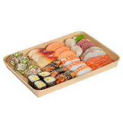 Matsuri Vision 23 oz Rectangle Kraft Paper Sushi Container - 10