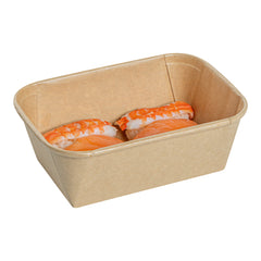 Matsuri Vision 26 oz Rectangle Kraft Paper Sushi Container - 6 1/2