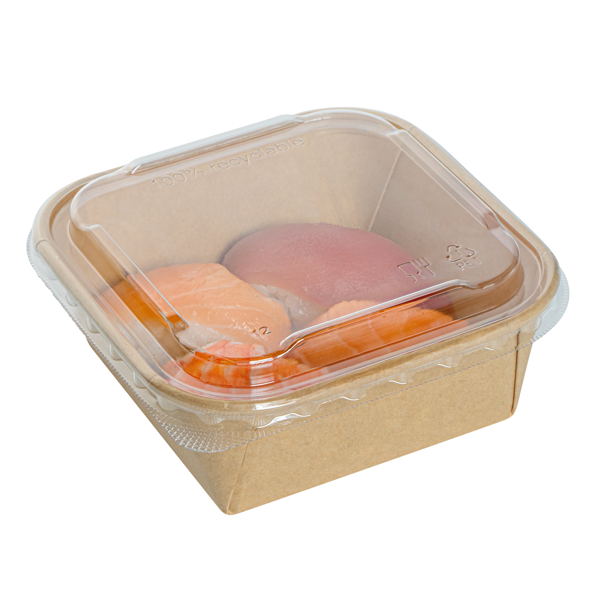 Matsuri Vision Clear PET Plastic Lid - Fits 17 and 22 oz Sushi Containers, Anti-Fog - 100 count box