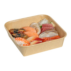 Matsuri Vision 34 oz Square Kraft Paper Sushi Container - 7