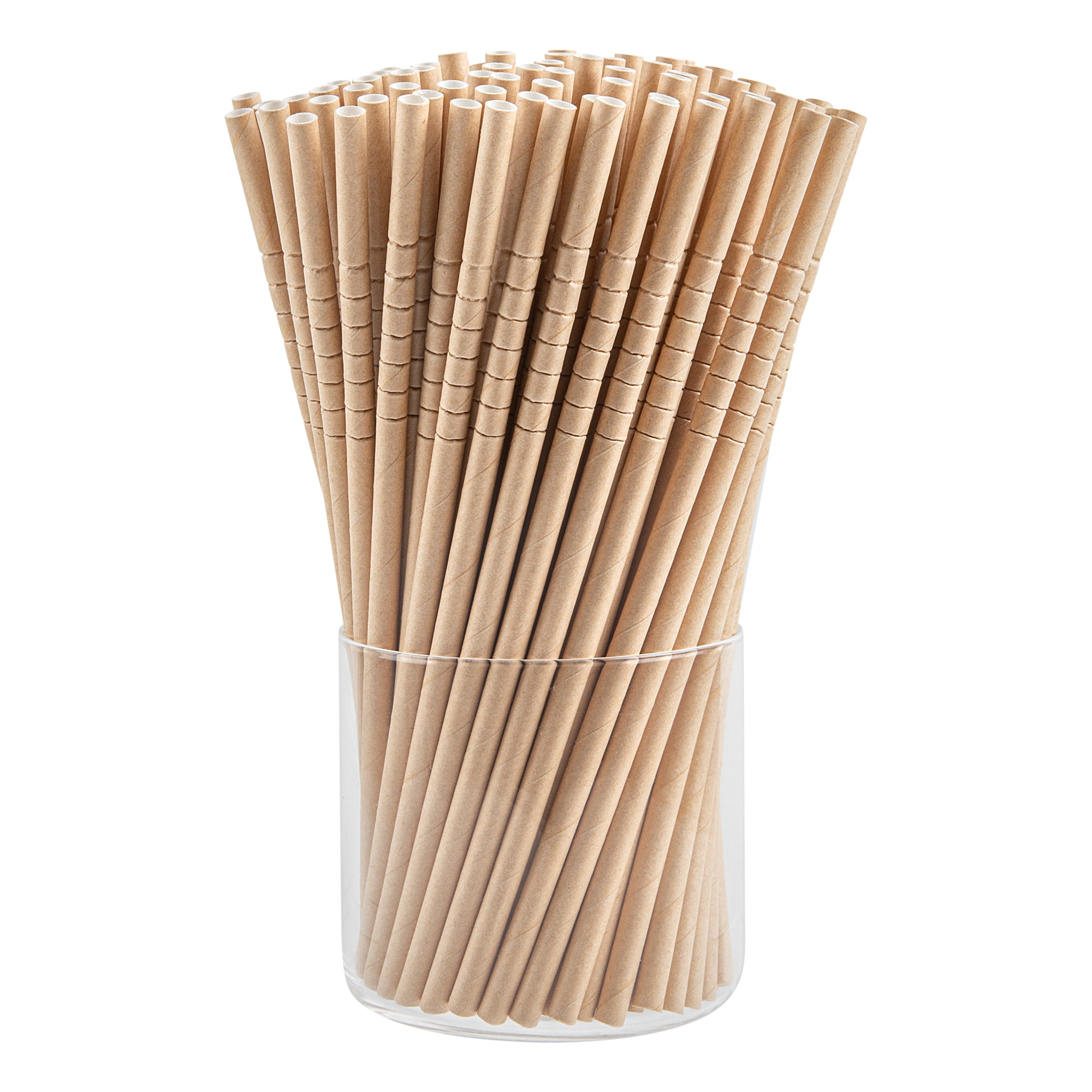 Basic Nature Kraft Paper Bendable Straw - Unwrapped, Biodegradable, 6 mm - 7 3/4" - 1000 count box