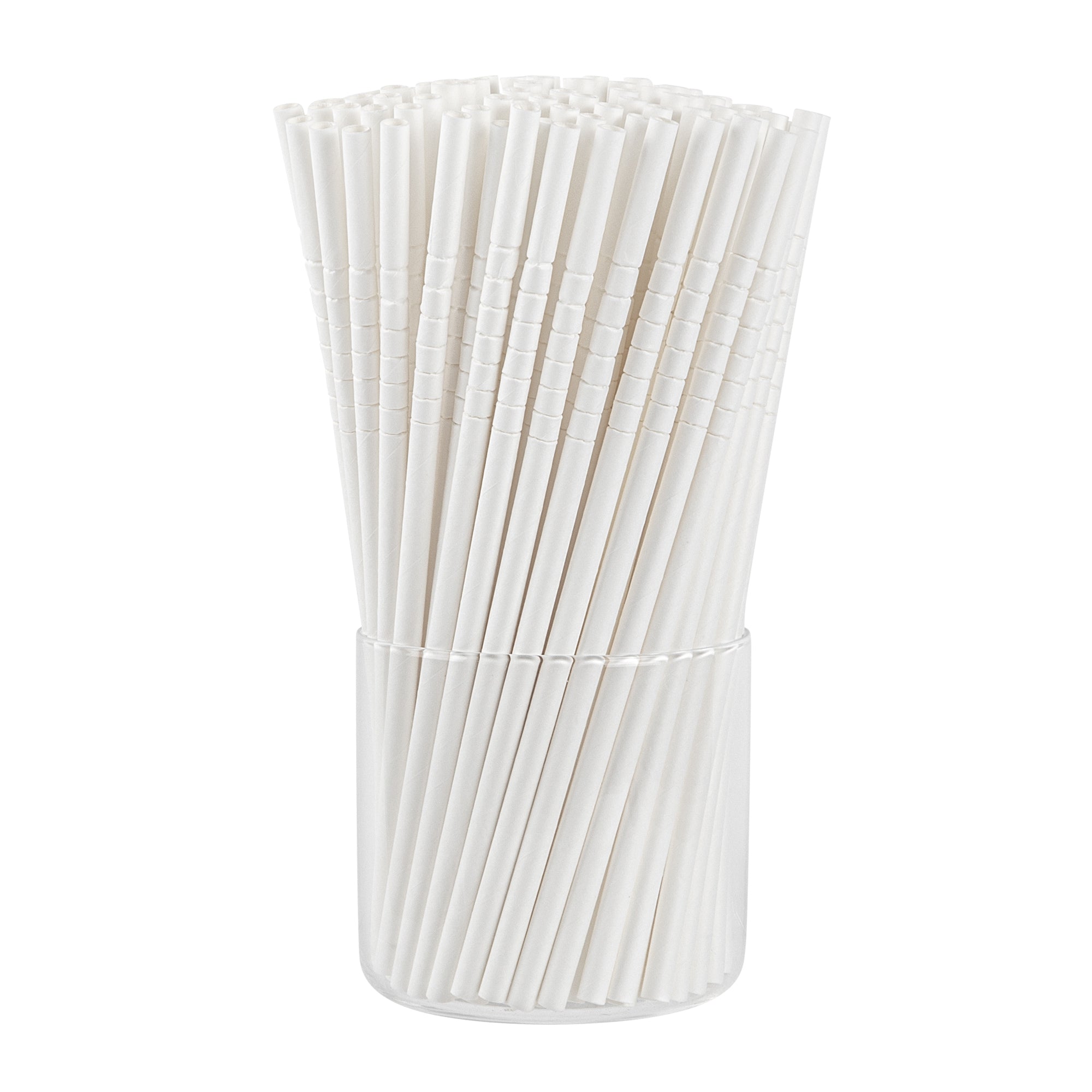 Basic Nature White Paper Bendable Straw - Unwrapped, Biodegradable, 6 mm - 7 3/4" - 1000 count box