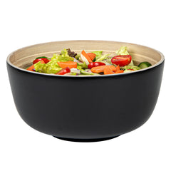 Bambuddha 15 oz Round Black Spun Bamboo Small Salad Bowl - 7 3/4