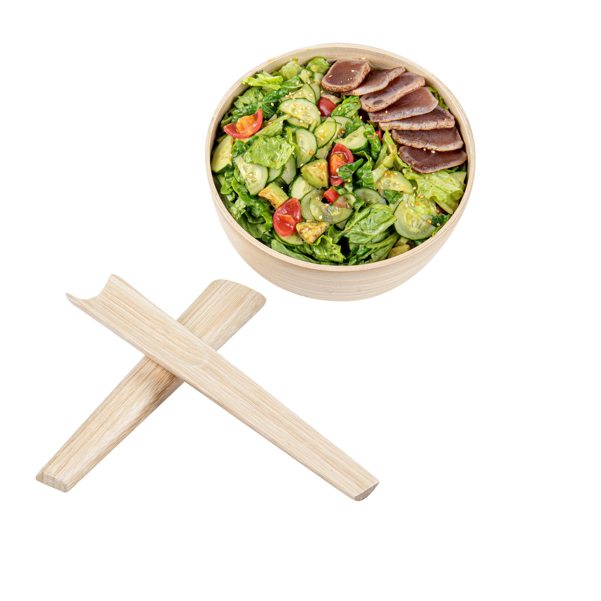 Bambuddha Natural Spun Bamboo 2-Piece Salad Server Set - 9 3/4" - 1 count box