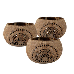 Coco Casa Tan Handmade Coconut Shell Candle Holder - Rainbow Pattern - 4