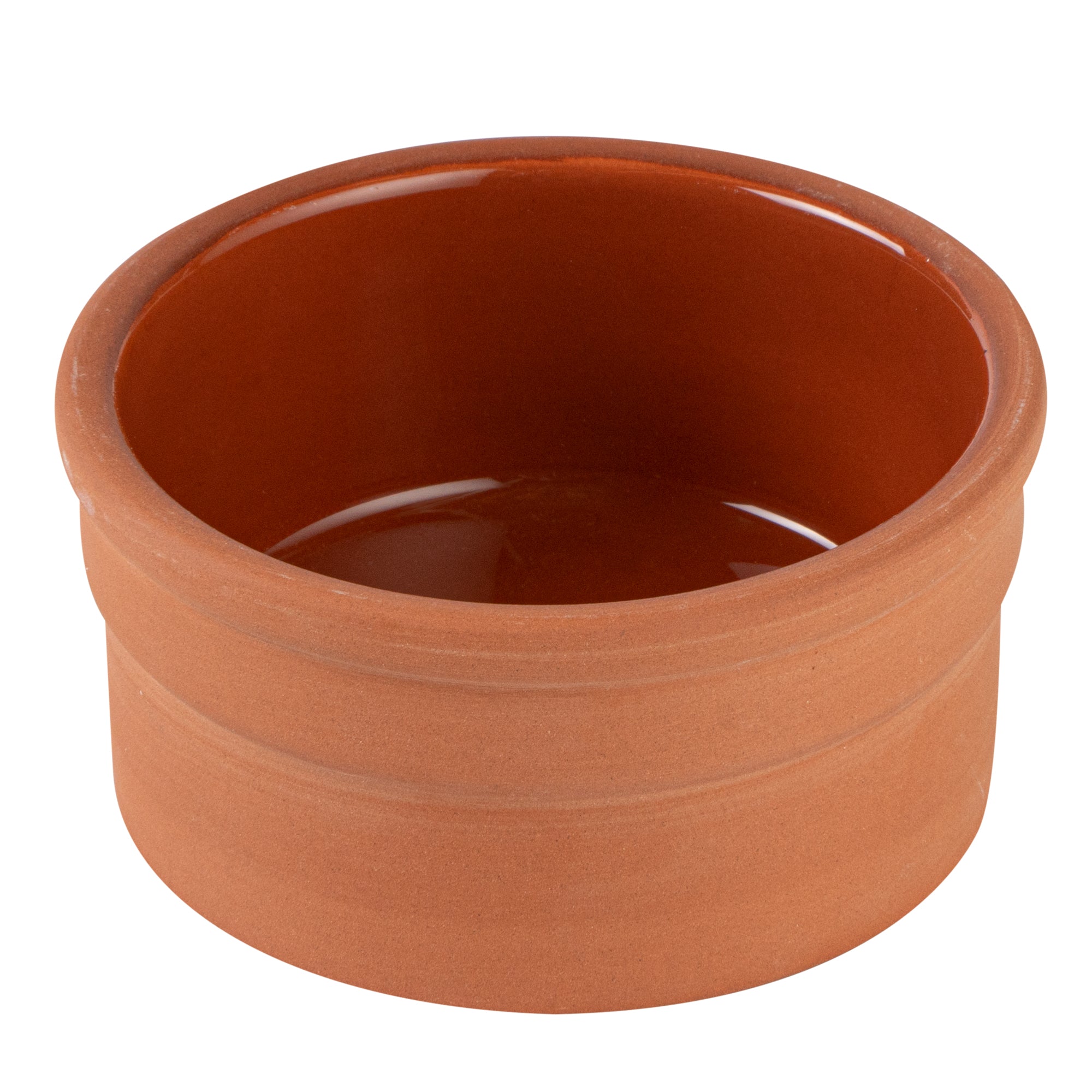 Terra Tek 5 oz Terracotta Cazuela Bowl - Brown Glazed Interior, Oven-Safe, Microwave-Safe - 3 3/4" x 3 3/4" x 1 3/4" - 2 count box