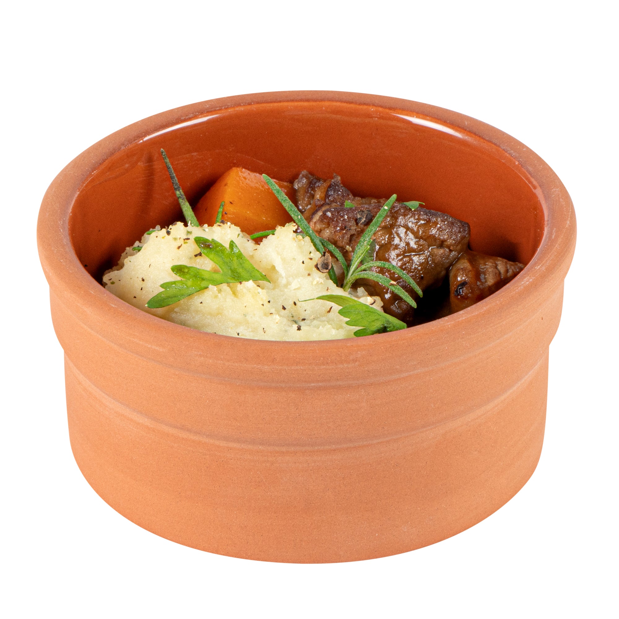 Terra Tek 5 oz Terracotta Cazuela Bowl - Brown Glazed Interior, Oven-Safe, Microwave-Safe - 3 3/4" x 3 3/4" x 1 3/4" - 2 count box