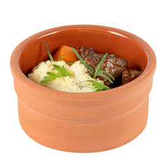 Terra Tek 5 oz Terracotta Cazuela Bowl - Brown Glazed Interior, Oven-Safe, Microwave-Safe - 3 3/4