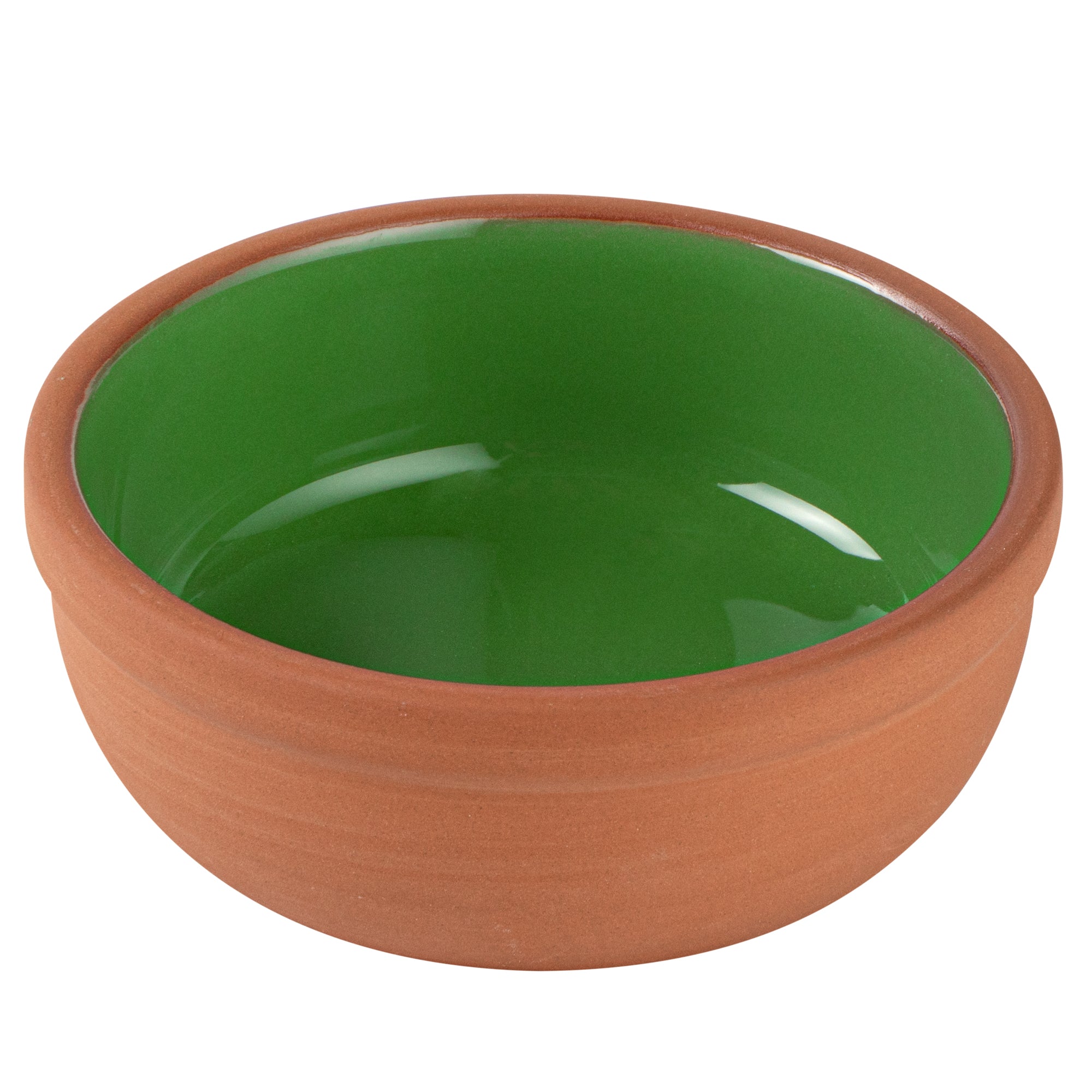 Terra Tek 5 oz Terracotta Cazuela Bowl - Green Glazed Interior, Oven-Safe, Microwave-Safe - 4'' x 4'' x 1 1/2'' - 10 count box