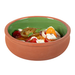 Terra Tek 7 oz Terracotta Cazuela Bowl - Green Glazed Interior, Oven-Safe, Microwave-Safe - 4 1/2'' x 4 1/2'' x 1 1/2'' - 2 count box