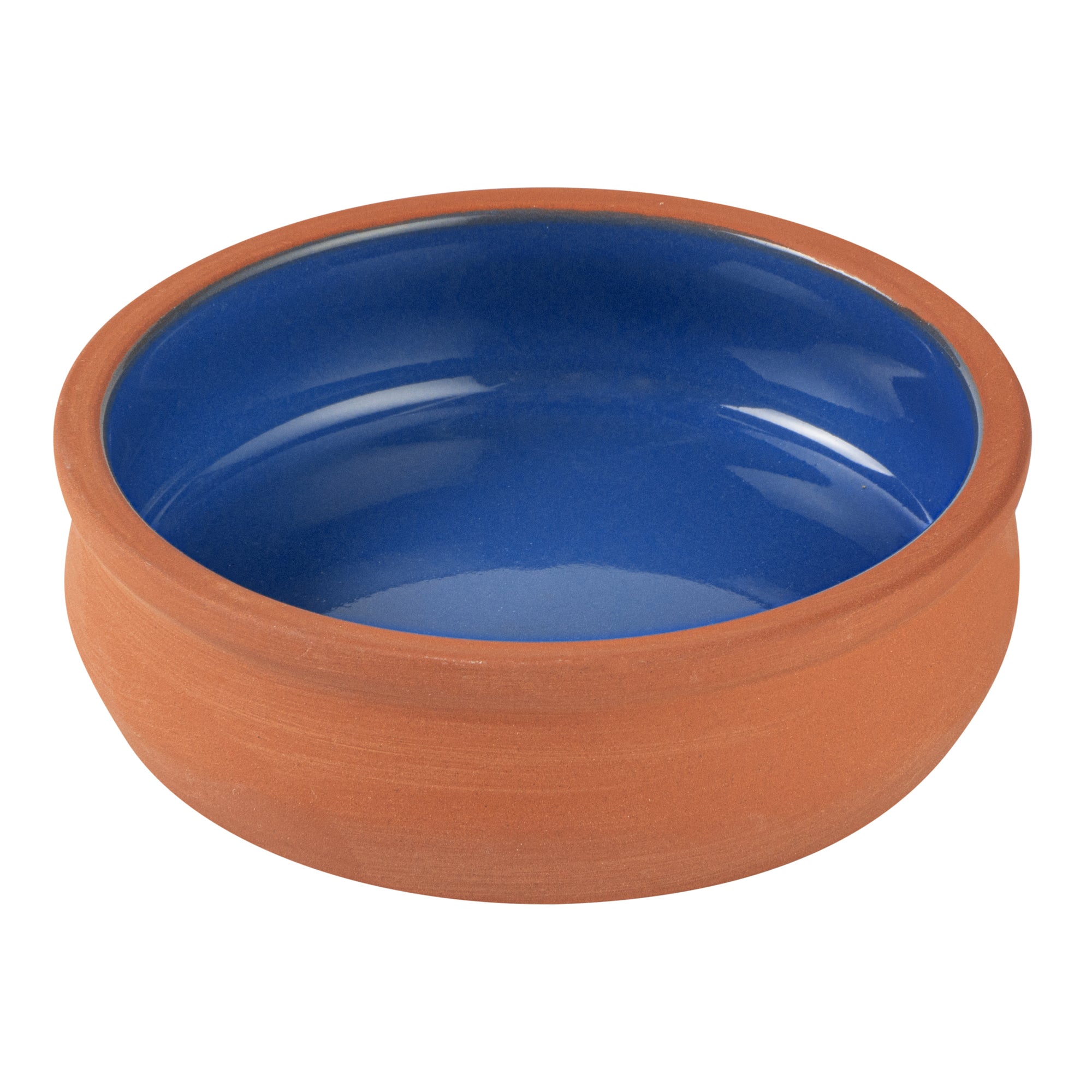 Terra Tek 9 oz Terracotta Cazuela Bowl - Blue Glazed Interior, Oven-Safe, Microwave-Safe - 4 3/4'' x 4 3/4'' x 1 1/2'' - 2 count box