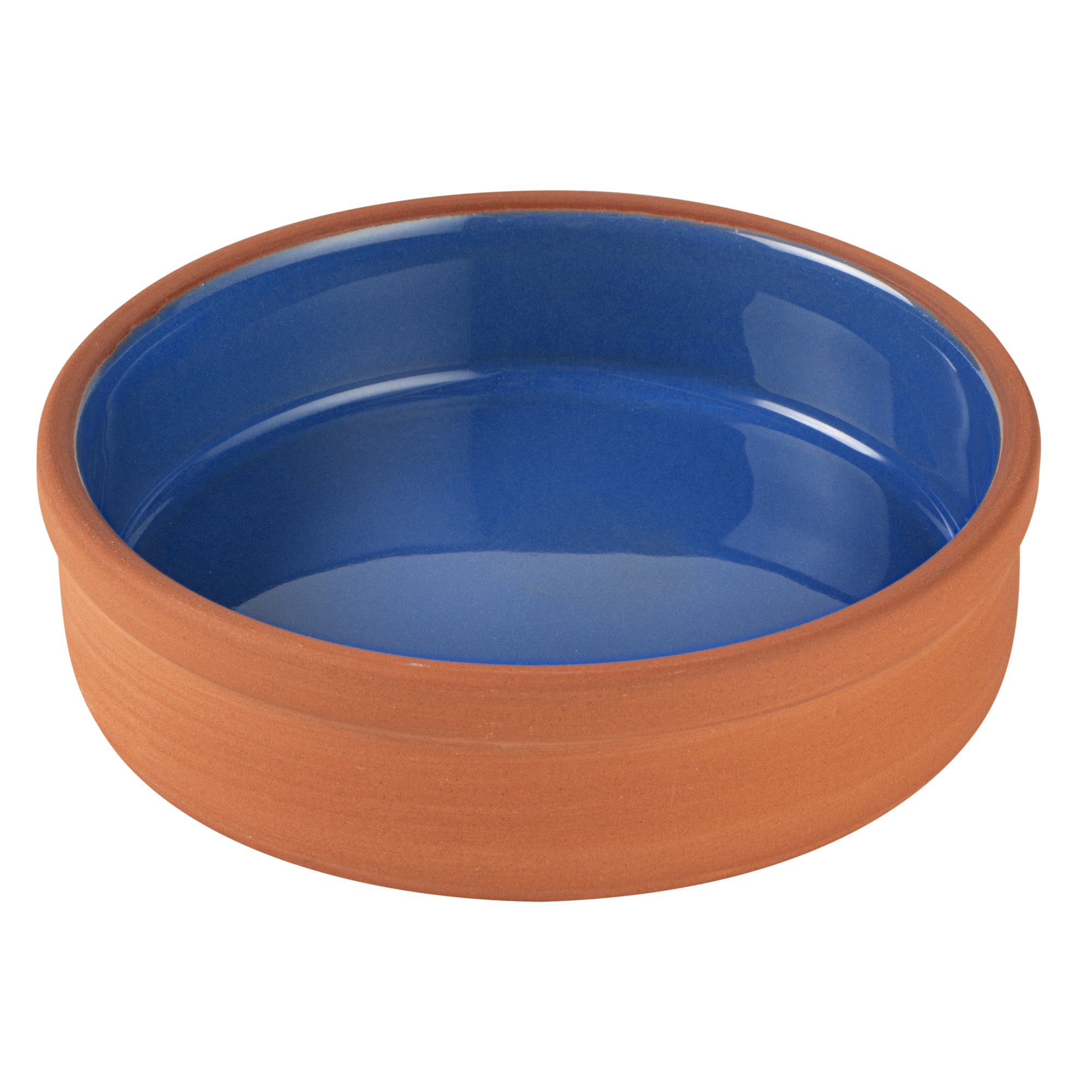 Terra Tek 9 oz Terracotta Cazuela Bowl - Blue Glazed Interior, Oven-Safe, Microwave-Safe - 5'' x 5'' x 1 1/4'' - 2 count box