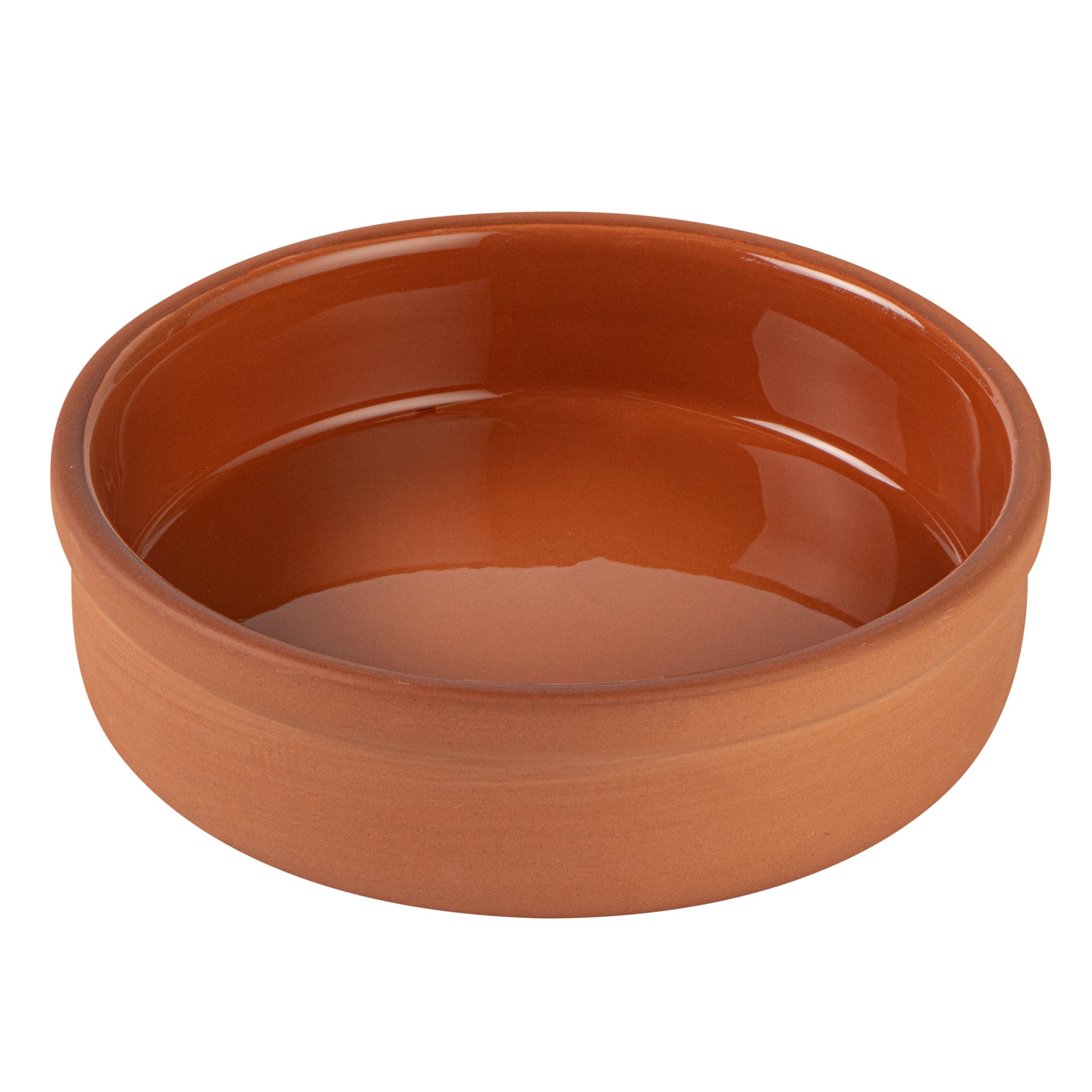 Terra Tek 9 oz Terracotta Cazuela Bowl - Brown Glazed Interior, Oven-Safe, Microwave-Safe - 5'' x 5'' x 1 1/4'' - 10 count box