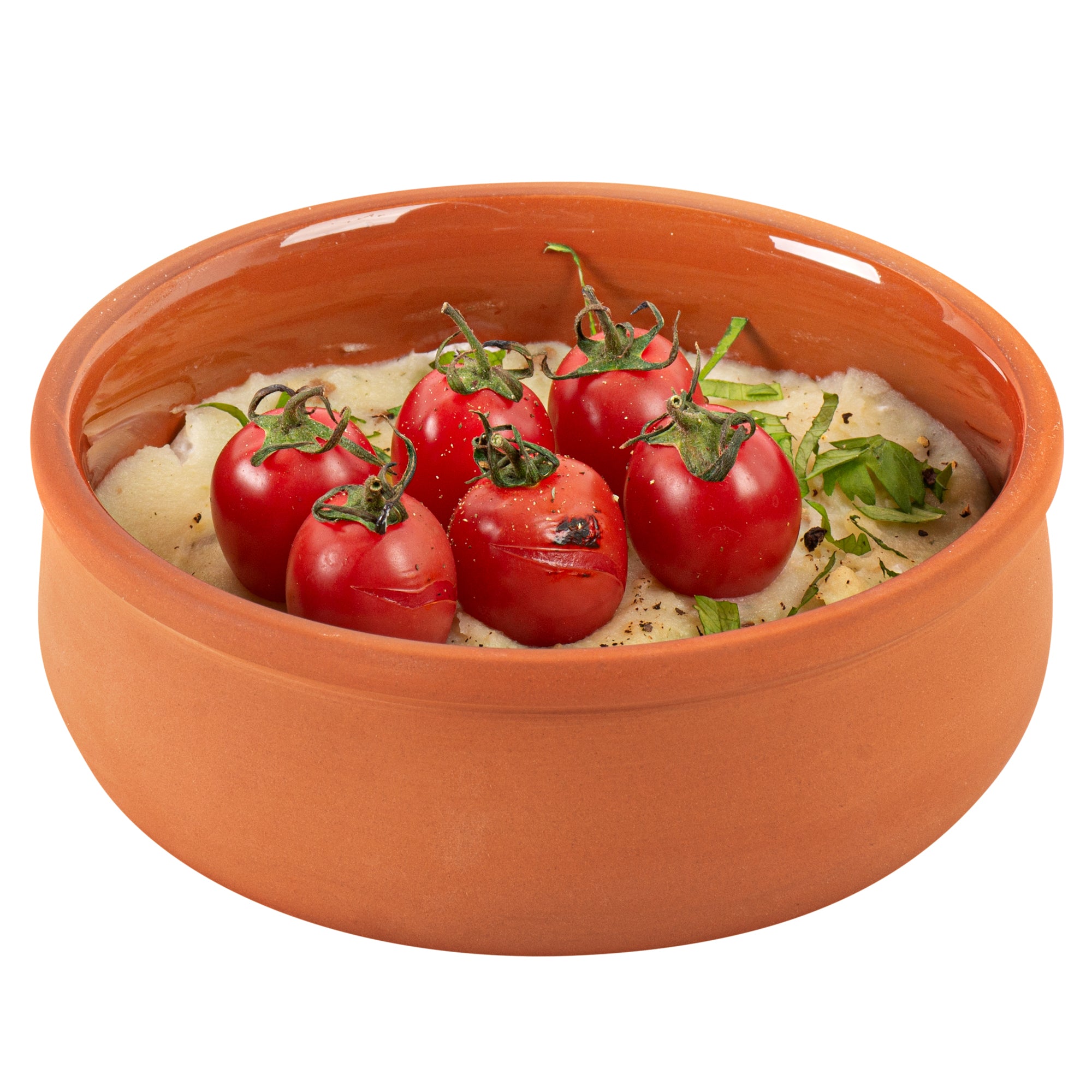 Terra Tek 17 oz Terracotta Cazuela Bowl - Brown Glazed Interior, Oven-Safe, Microwave-Safe - 5 3/4" x 5 3/4" x 2" - 2 count box