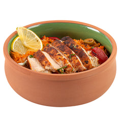 Terra Tek 17 oz Terracotta Cazuela Bowl - Green Glazed Interior, Oven-Safe, Microwave-Safe - 5 3/4