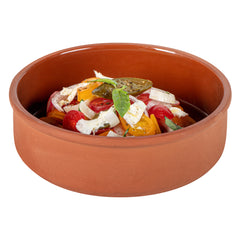 Terra Tek 34 oz Terracotta Cazuela Bowl - Brown Glazed Interior, Oven-Safe, Microwave-Safe - 7 1/2'' x 7 1/2'' x 2 1/4'' - 10 count box