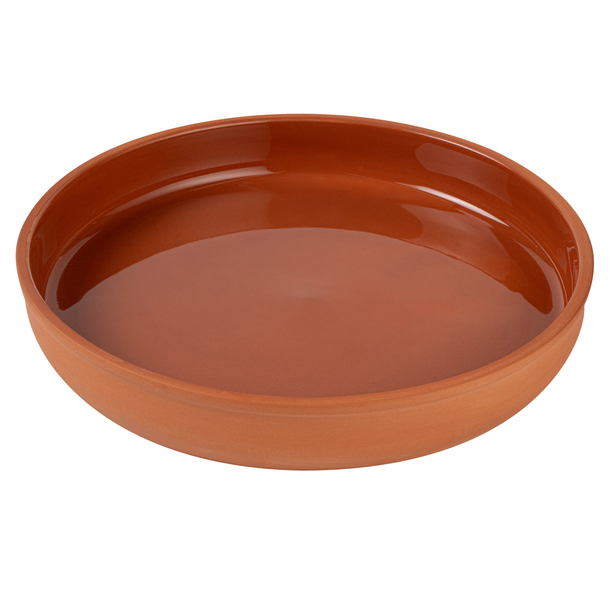 Terra Tek 34 oz Terracotta Cazuela Bowl - Brown Glazed Interior, Oven-Safe, Microwave-Safe - 9 1/4'' x 9 1/4'' x 1 1/2'' - 10 count box