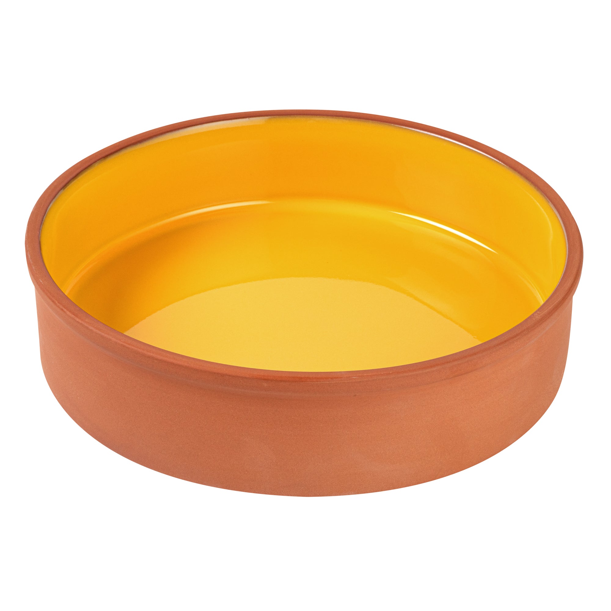 Terra Tek 51 oz Terracotta Cazuela Bowl - Yellow Glazed Interior, Oven-Safe, Microwave-Safe - 9'' x 9'' x 2 1/4'' - 10 count box