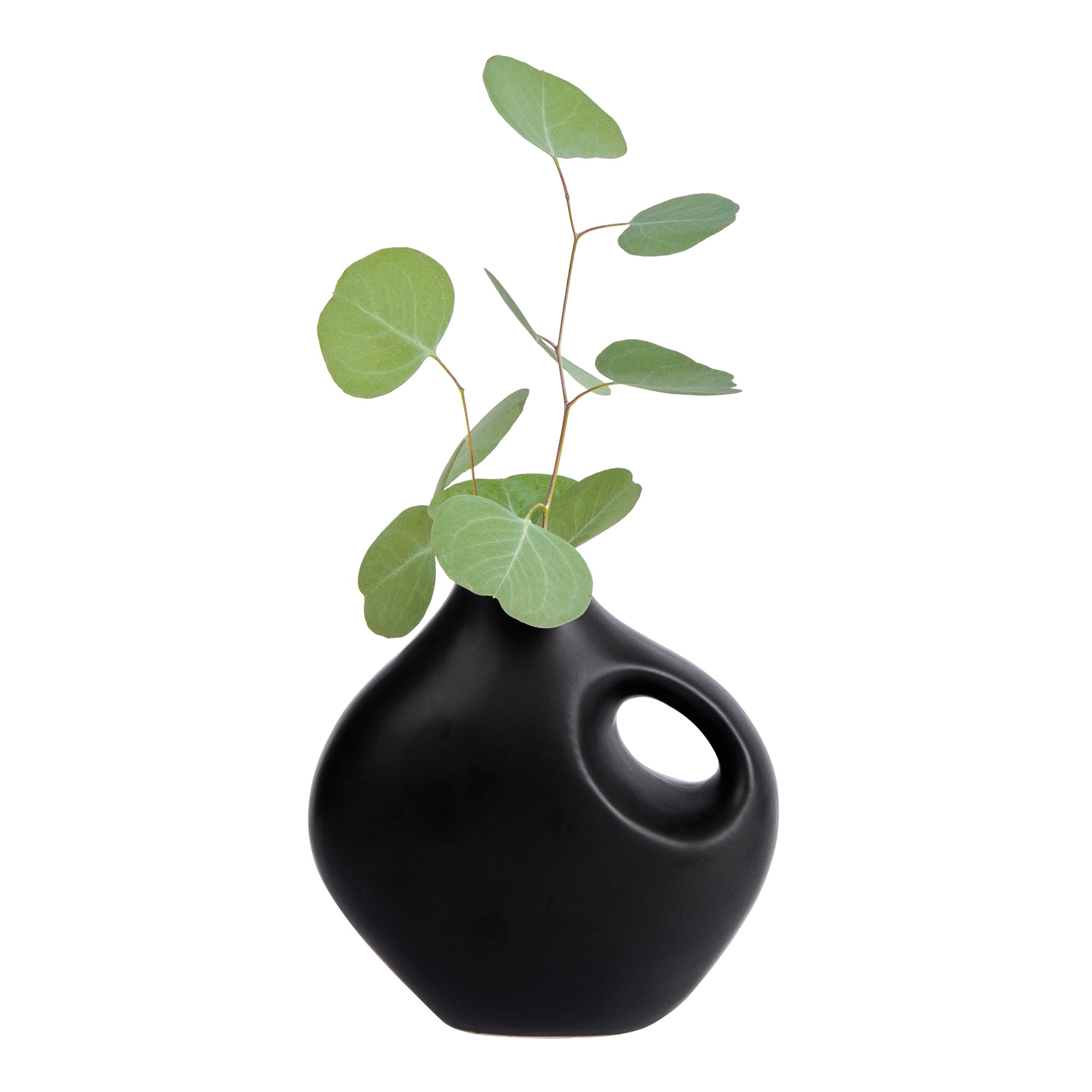 Table Art Black Ceramic Jug Vase - 7'' x 3 1/4'' x 7'' - 1 count box