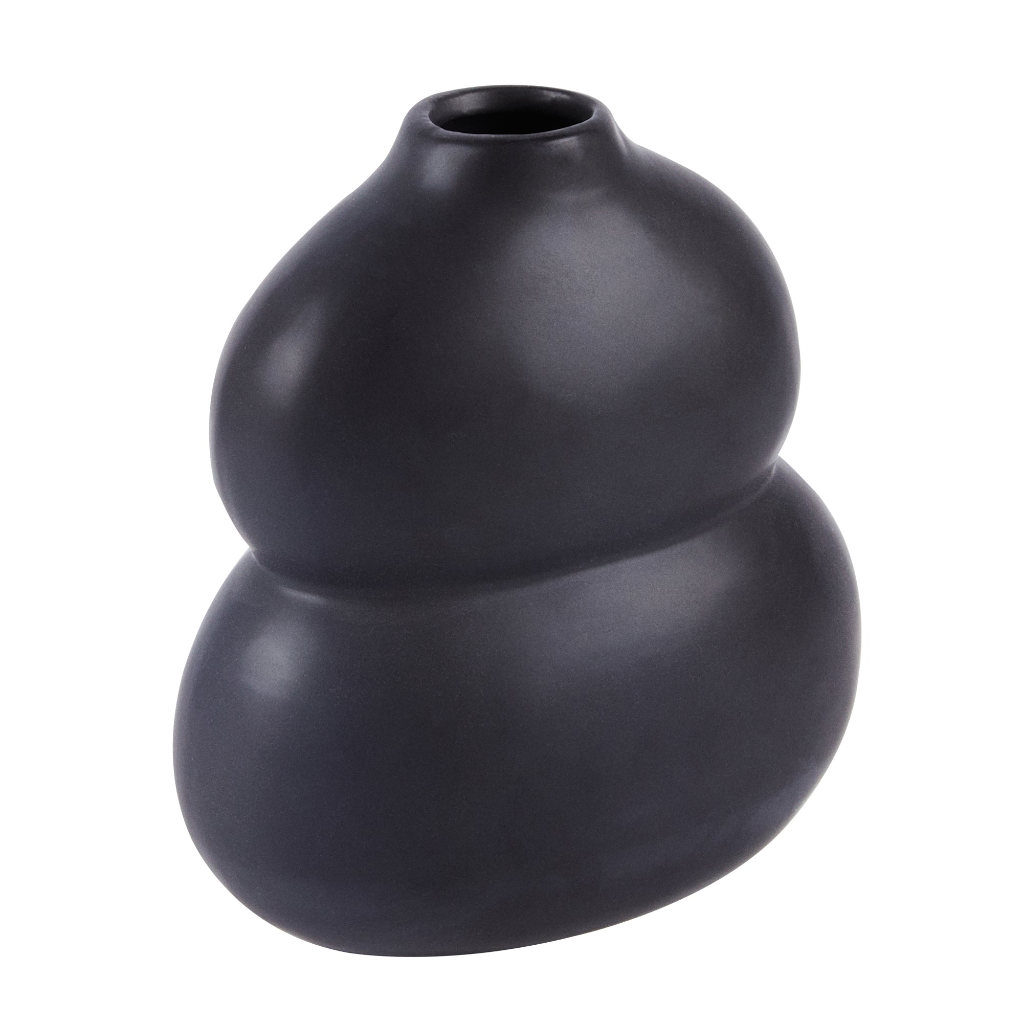 Table Art Black Ceramic Gourd Vase - 6 1/2'' x 4'' x 7'' - 1 count box