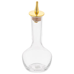 Bar Lux 4 oz Glass Modern Style Bitters Bottle - Gold-Plated Dasher - 5 3/4