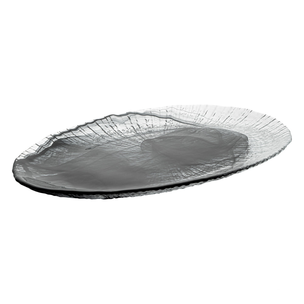 Vetri Oval Black Glass Focus Serving Plate - 15" x 9 3/4" x 1 1/4" - 1 count box