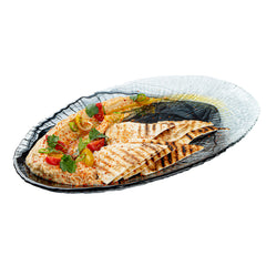 Vetri Oval Black Glass Focus Serving Plate - 15