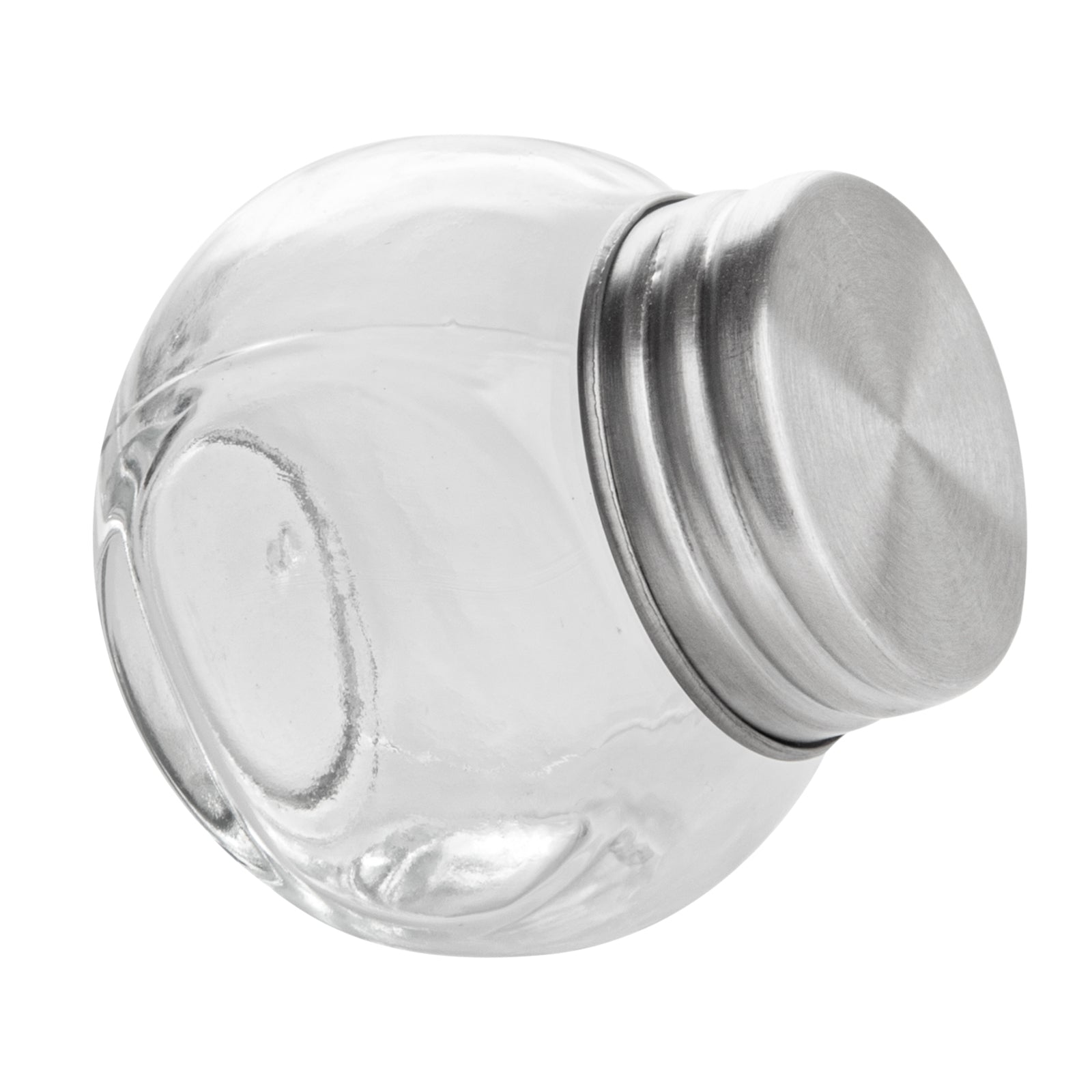 Vetri 2 oz Glass Mini Favor Jar - with Chrome Lid - 2 1/4" x 1 1/2" x 2 1/4" - 10 count box