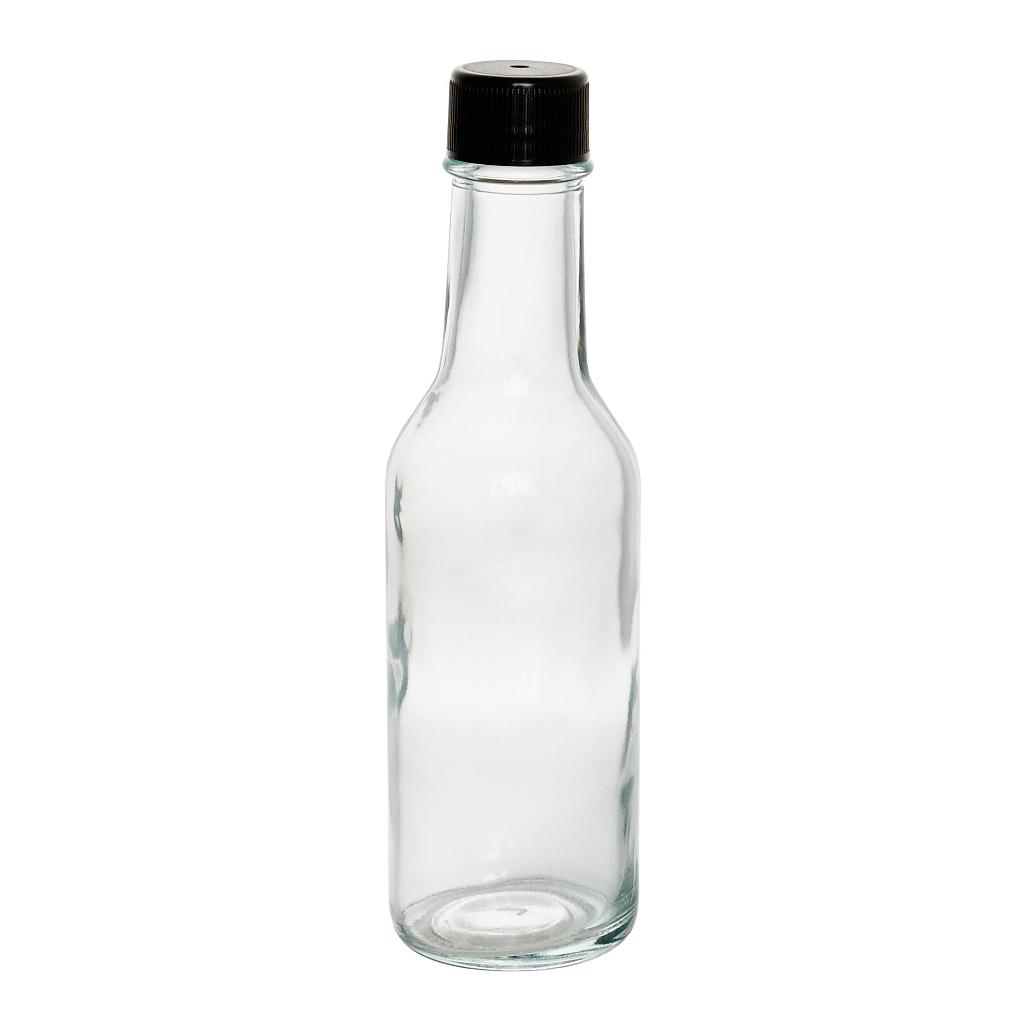 Vetri 5 oz Glass Woozy Bottle - with Black Cap - 1 3/4" x 1 3/4" x 6 3/4" - 10 count box