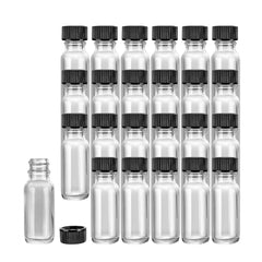 Vetri 0.5 oz Boston Round Clear Glass Bottle - with Black Phenolic Cap - 1