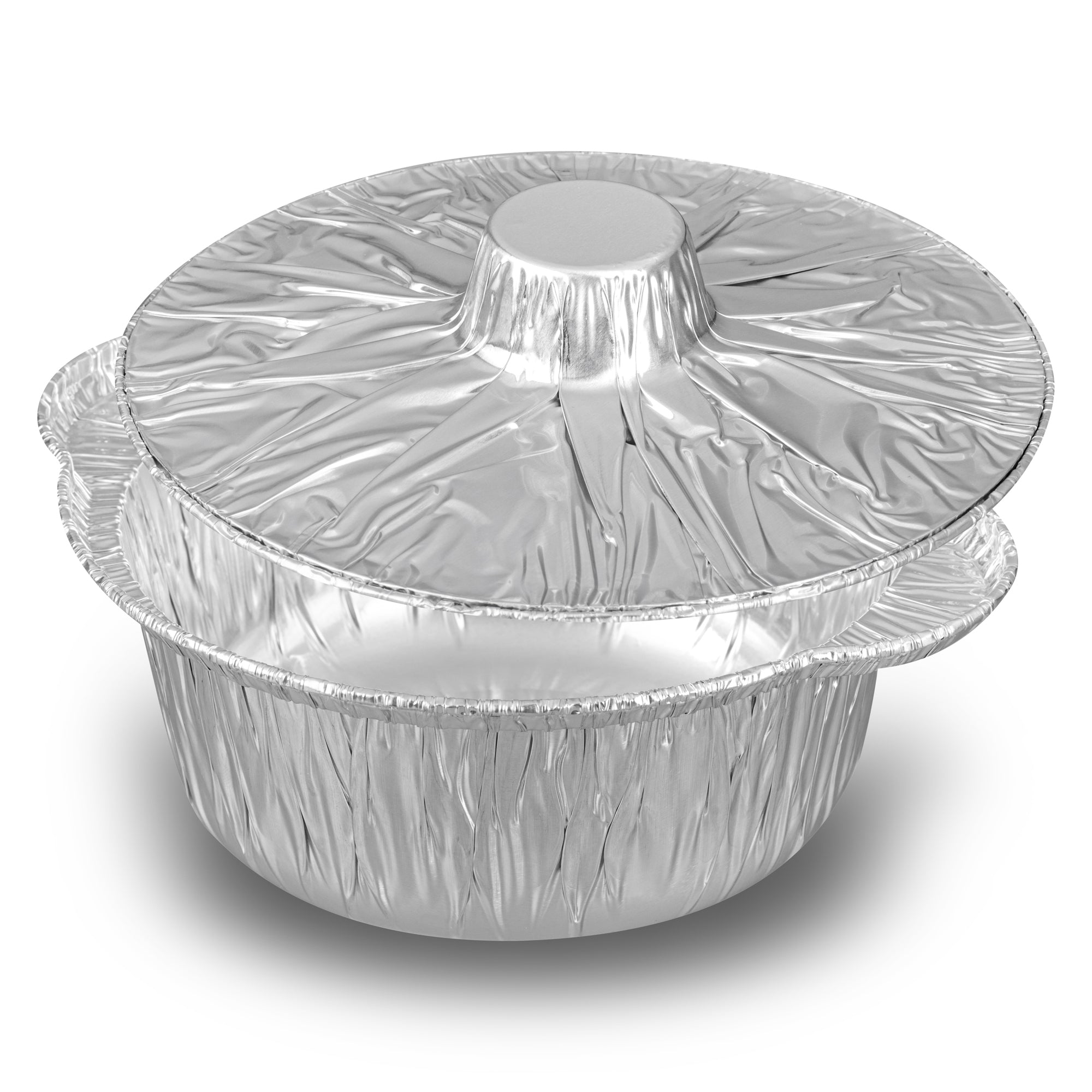 Foil Lux 34 oz Aluminum Foil Pot - with Lid - 8 1/4" x 7 1/4" x 3" - 10 count box