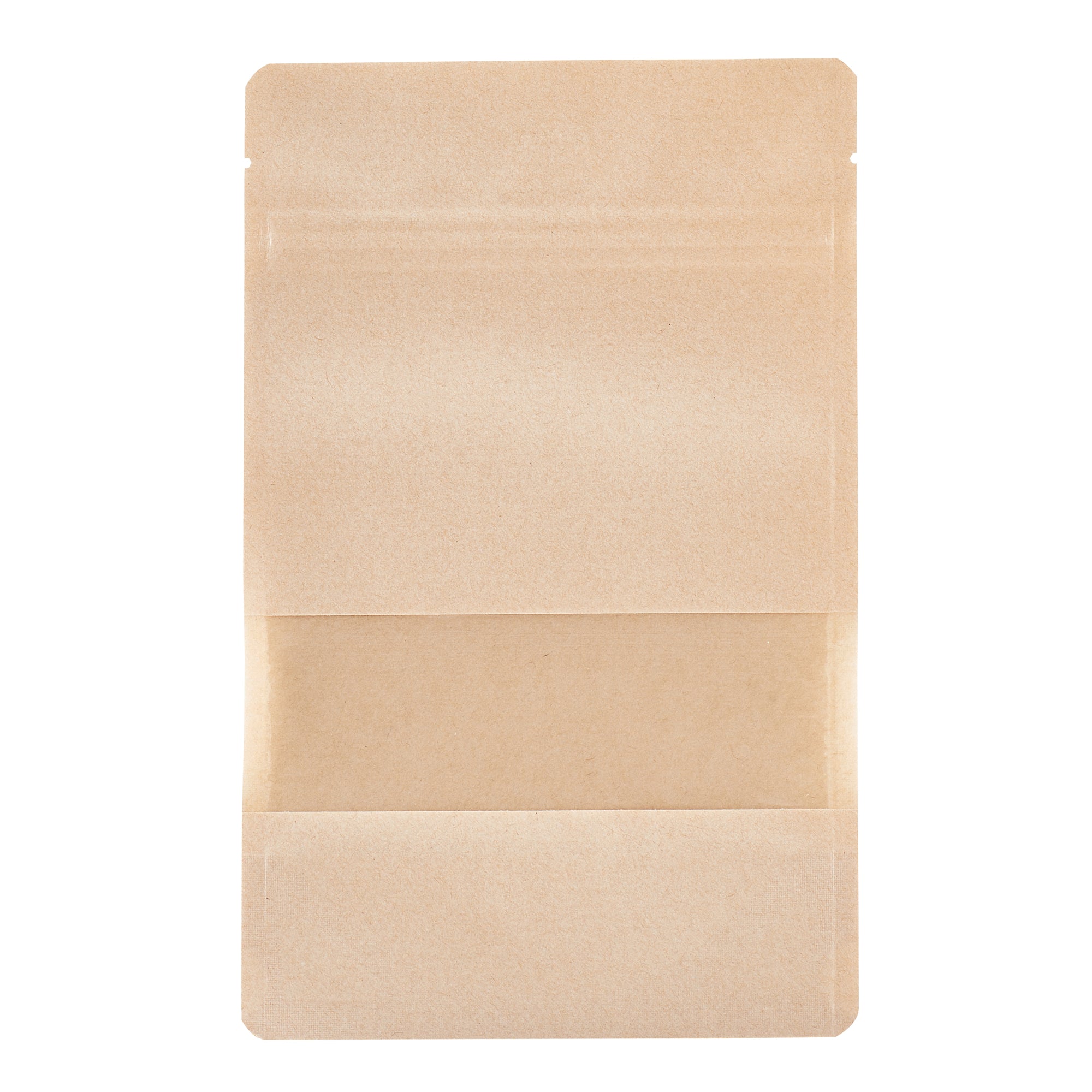 Bag Tek Kraft Plastic Medium Window Bag - Heat Sealable - 8" x 5" x 1 3/4" - 100 count box