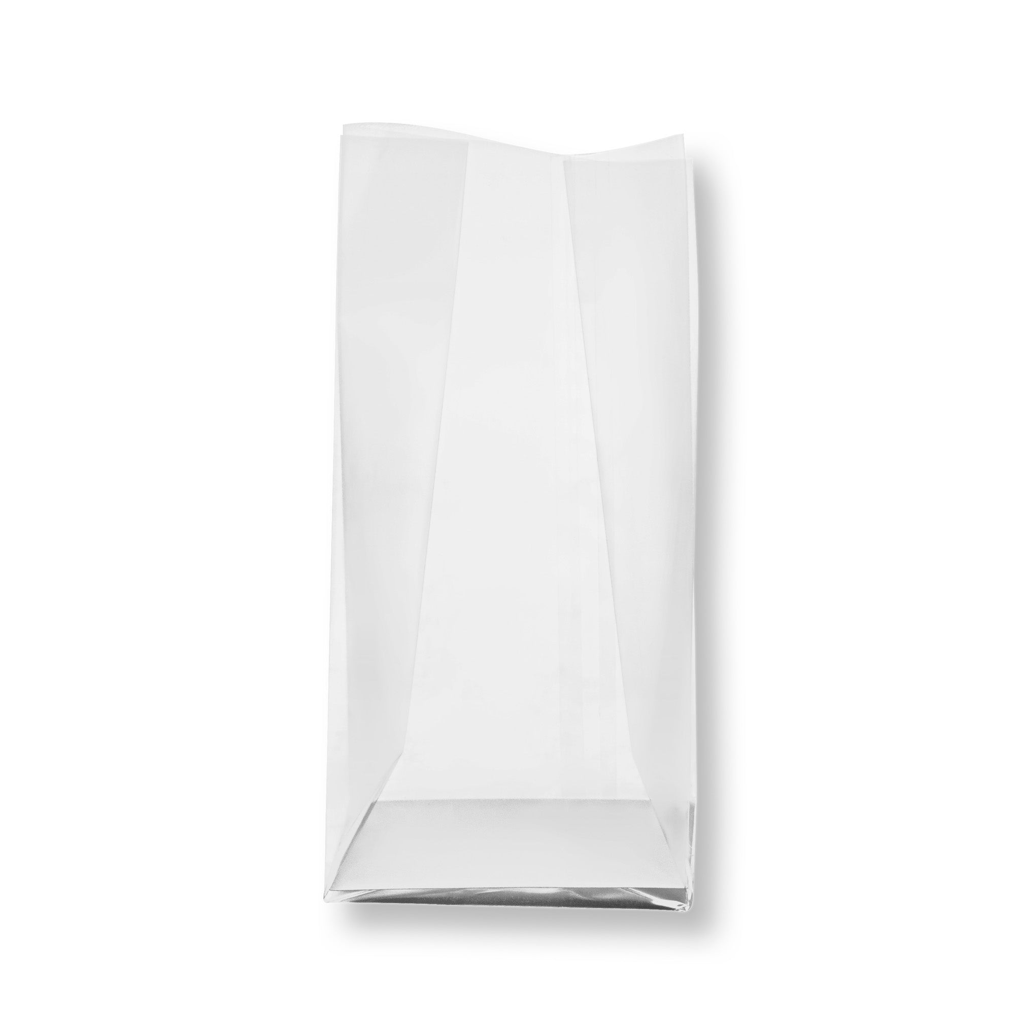 Bag Tek Clear Plastic Gusset Bag - Flat Bottom, Paper Insert, Heat Sealable - 3" x 2" x 6 1/2" - 100 count box