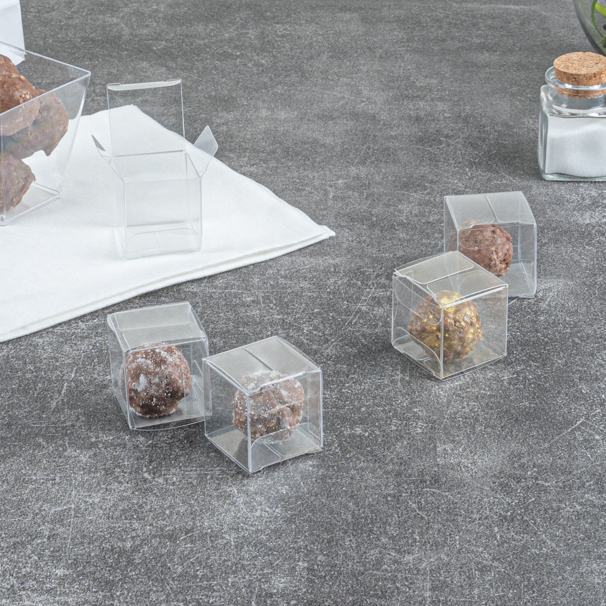 Sweet Vision Cube Clear Plastic Favor Box - Folding Top - 1 1/2 x 1 1/2 x  1 1/2 - 100 count box