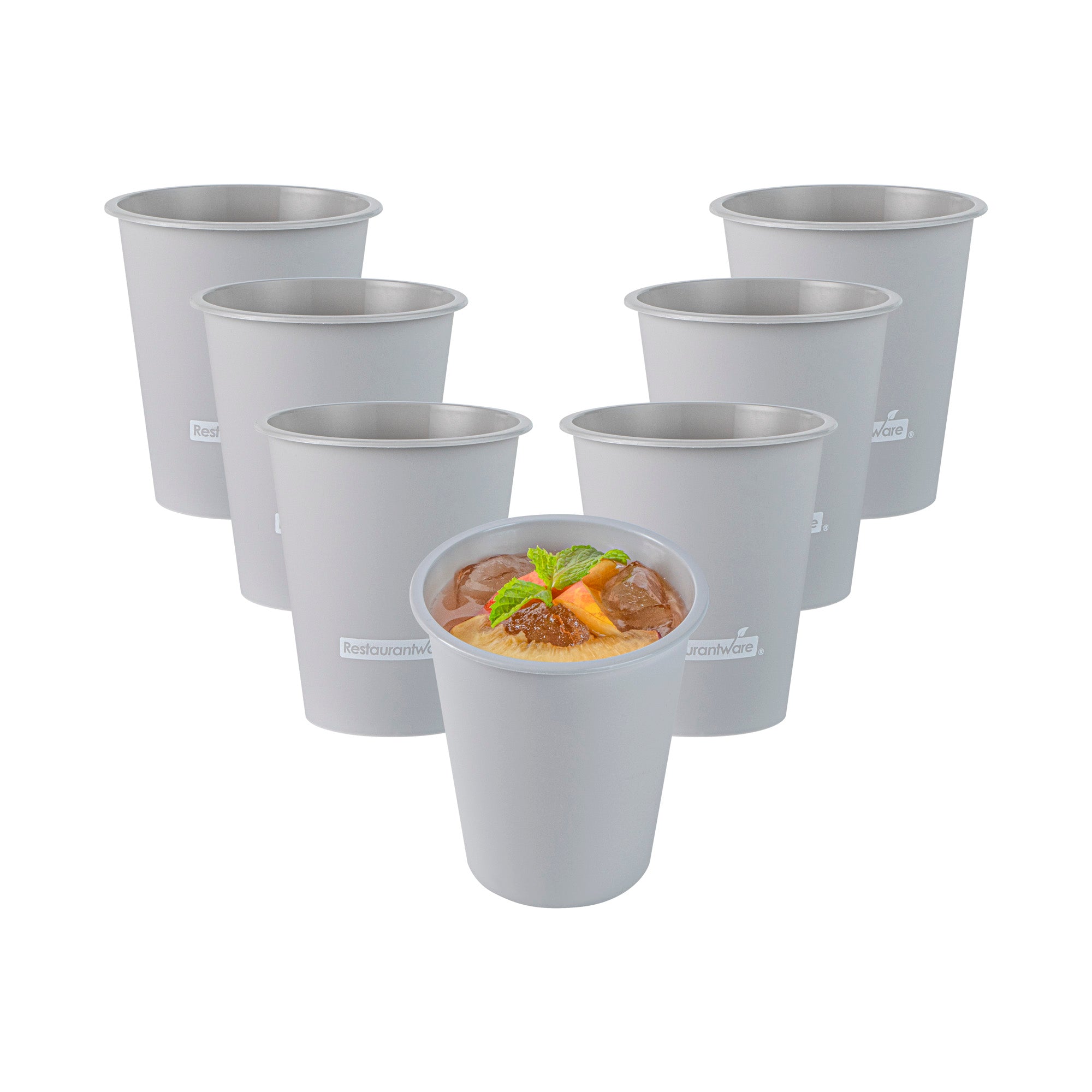 Bev Tek 12 oz Round Matte Gray Plastic Hot / Cold Drinking Cup - 3 1/2" x 3 1/2" x 4" - 100 count box