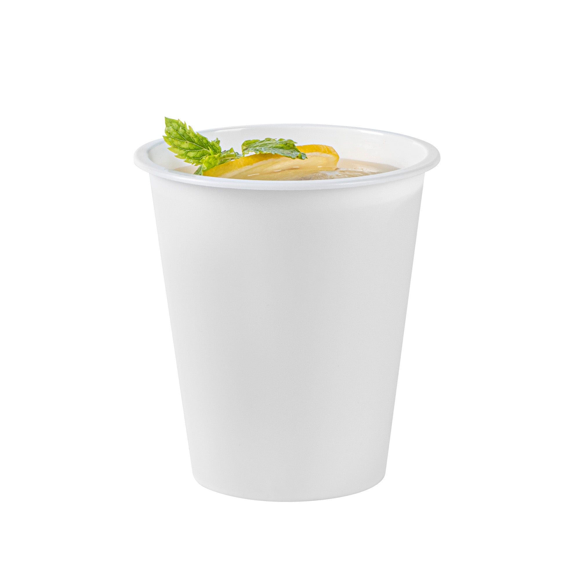 Bev Tek 12 oz Round Matte White Plastic Hot / Cold Drinking Cup - 3 1/2" x 3 1/2" x 4" - 100 count box