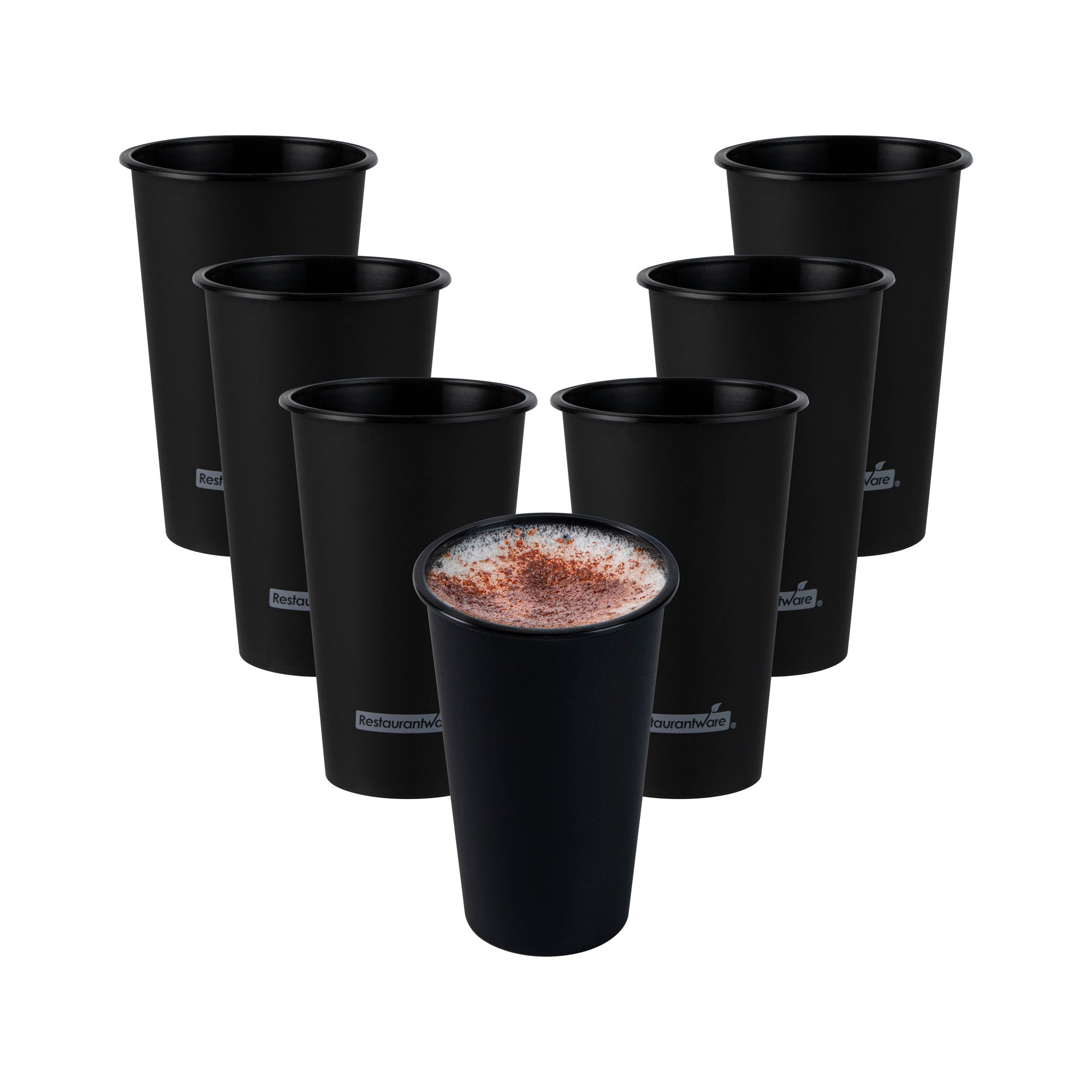 Bev Tek 16 oz Round Matte Black Plastic Hot / Cold Drinking Cup - 3 1/2" x 3 1/2" x 5 1/4" - 100 count box