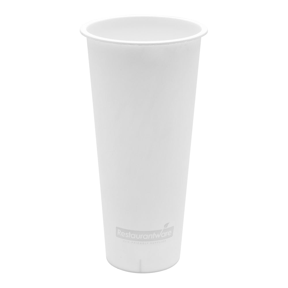 Bev Tek 24 oz Round Matte White Plastic Hot / Cold Drinking Cup - 3 1/2" x 3 1/2" x 7" - 100 count box