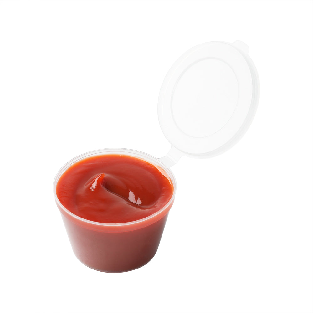 RW Base 3 oz Clear Plastic Portion Cup - with Hinged Lid - 2 3/4" x 2 3/4" x 1 1/2" - 2000 count box