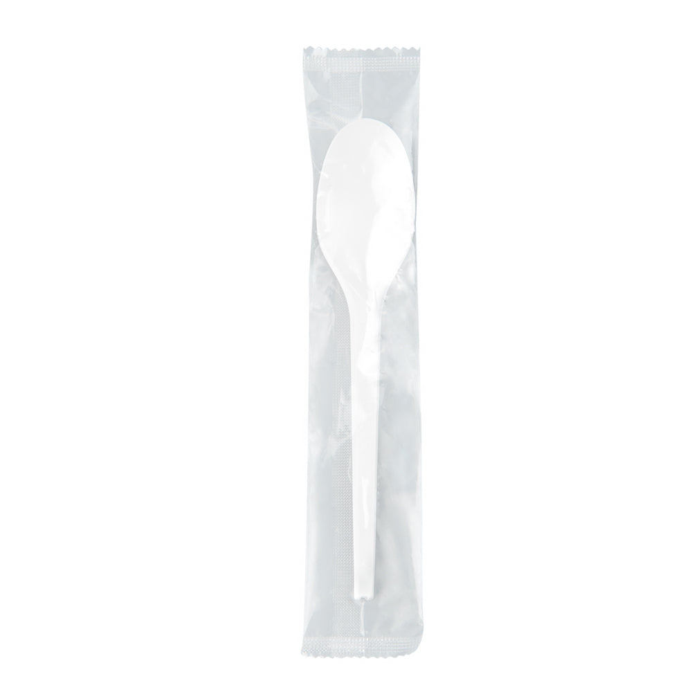 Basic Nature Black CPLA Plastic Spoon - Wrapped, Heat-Resistant