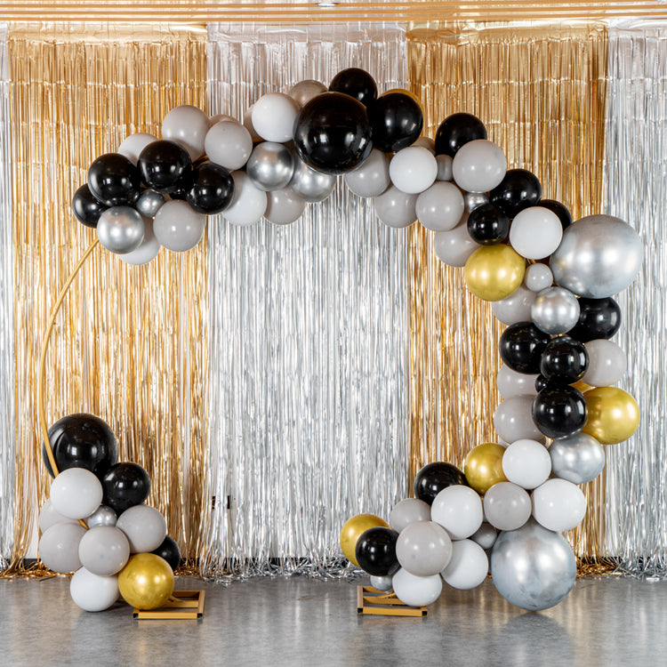 Balloonify Gray, Black and Gold Balloon Arch / Garland Kit - 136 Pieces - 1  count box