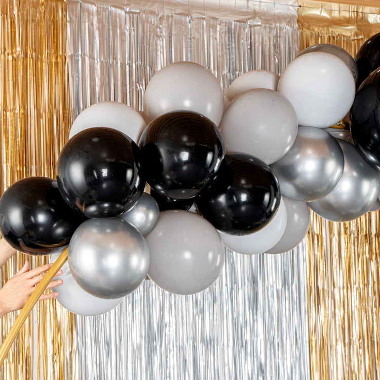 Balloonify Gray, Black and Gold Balloon Arch / Garland Kit - 136 Pieces - 1  count box